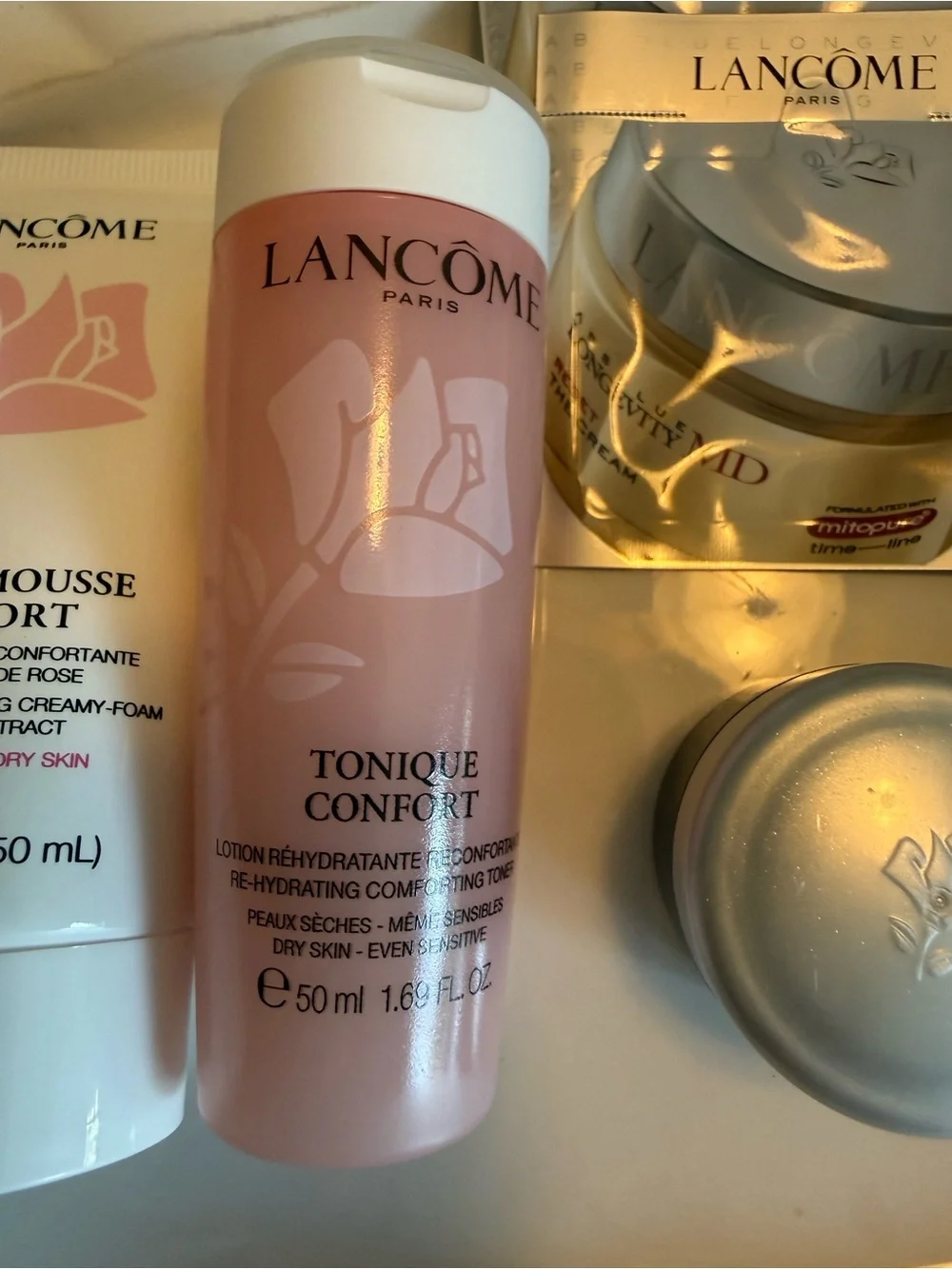 Lancome Skincare Lot Creme Mousse Tonique Genifique SPF50 7 Pc New